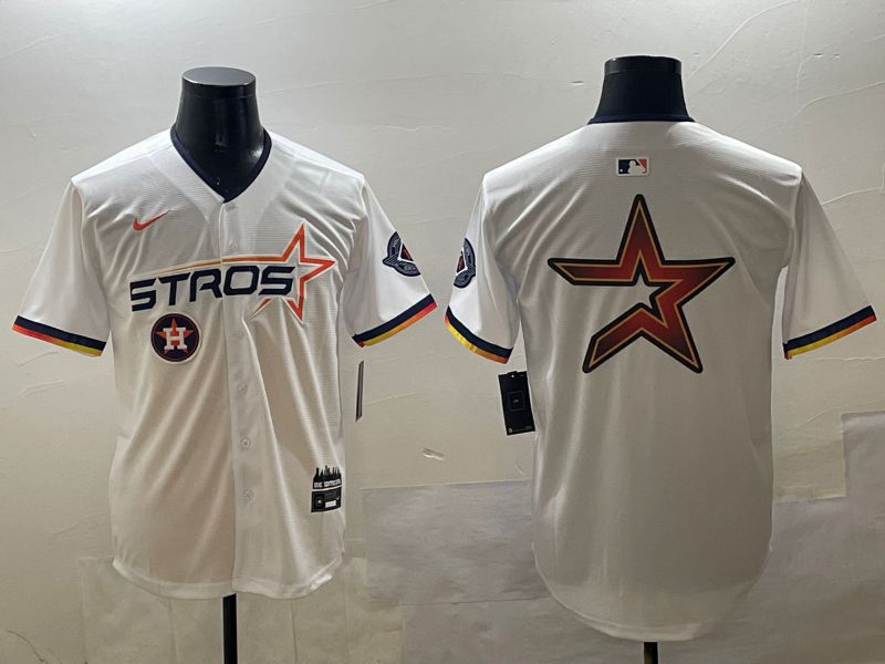 Men Houston Astros Blank White Three generations Joint Name 2025 Nike MLB Jersey style 12->houston astros->MLB Jersey